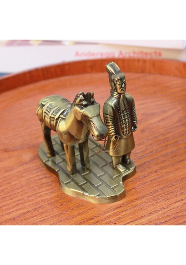 Homyl Antik Çin Qin Heykeli Alaşımlı Ev Modeli Terakota Genel 6,3 Cm X 6 Cm X 3,5 Cm