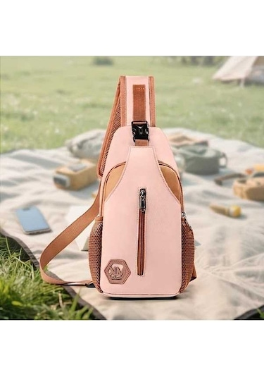 Trendooze Lumaworld Kadın Pembe Nylon Crossbody Çanta Ayarlanabilir Askı Kapasiteli Günlük Kullanışlı Pembe