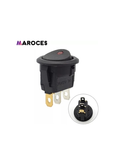 Ic-132 Yuvarlak Nokta Işıklı Kırmızı Anahtar On-Off 3P 12V 1 Adet