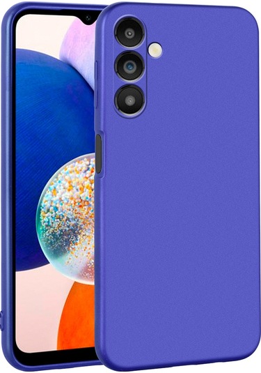 Noktaks - Galaxy Uyumlu A14 Uyumlu - Kılıf Mat Soft Premier Silikon Kapak - Saks Mavi - T26032 Saks Mavi