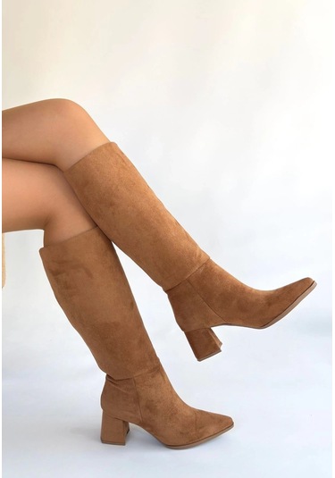 Biçomi Roksa Taba Süet Topuklu Çizme Çok Renkli