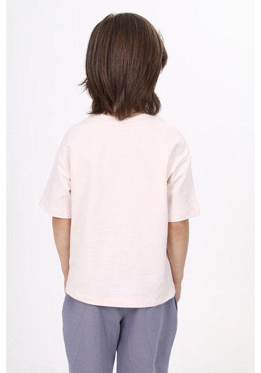 Toontoy Unisex Çocuk Baskılı Tişört Pudra