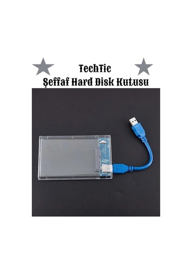 Techtic Şeffaf 2.5 Inç Usb 3.0 Sata Ssd Harddisk Kutusu Hdd