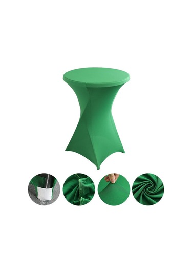 Sones Otel Düğün Dekorasyonu İçin Kokteyl Bar Masa Örtüsü Streç Polyester Ziyafet Yuvarlak Masa Örtüsü, Boyut: 70x110cm Yeşil Yeşil