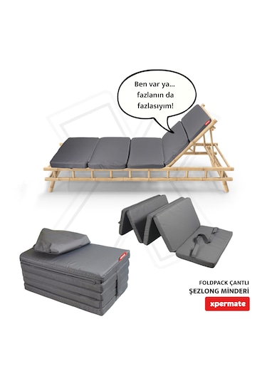 Xpermate Katlanır Şezlong Minderi Çantalı Cepli Foldpack 30x60ant
