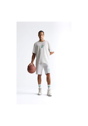 Defacto Defactofit Nba Boston Celtics Standart Fit Kısa Paça Şort E4861ax25augr519 Gri