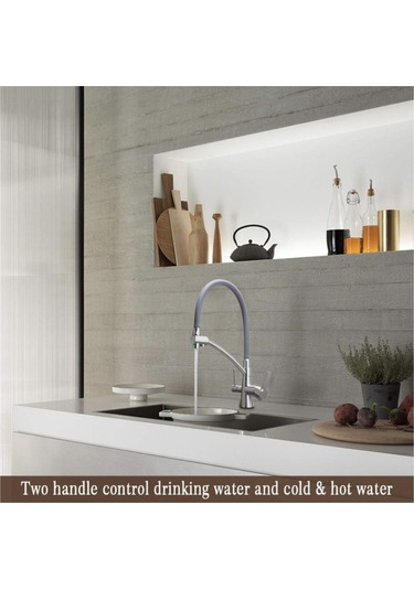 İsaoğlu Yapı Arıtmalı Mutfak Bataryası Mat Krom Fırçalanmış Nikel Musluk Arıtmalara Uygun Uzayan Sistemli Krom