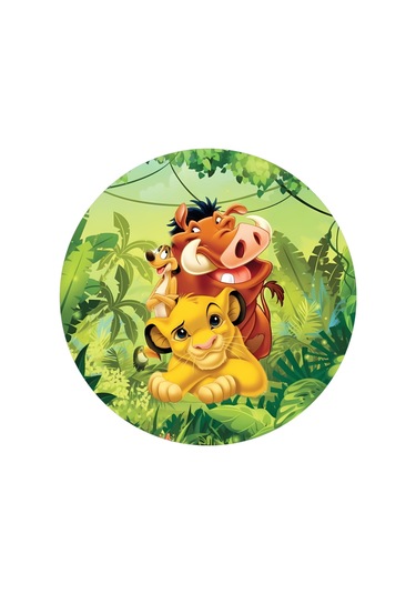 Yenilebilir Yuvarlak Pasta Resim Baskısı 20 Cm Şekerli Kağıt Aslan Temalı 32