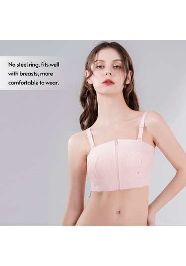Vkemall Tam Pamuk Emzirme Bra - Elsiz Emziyet Pompası Uyumlu - Çelik Çember Yok - Geniş Kayışlı - Pembe - Tek Beden