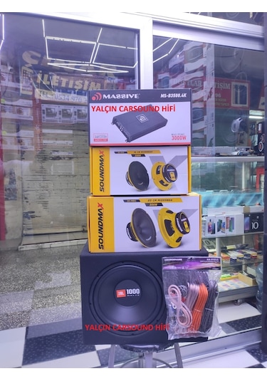 Jbl 1000w Bas Massive Amfı 16ve20cm Soundmax Midrange Set Kablo