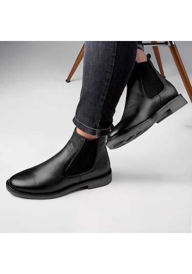Ducavelli Edinburg Hakiki Deri Kaydırmaz Taban Chelsea Günlük Bot Siyah