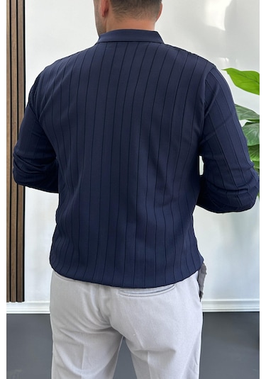 Erkek Açık Yaka Normal Kalıp Kazak Lacivert Edw412 Lacivert