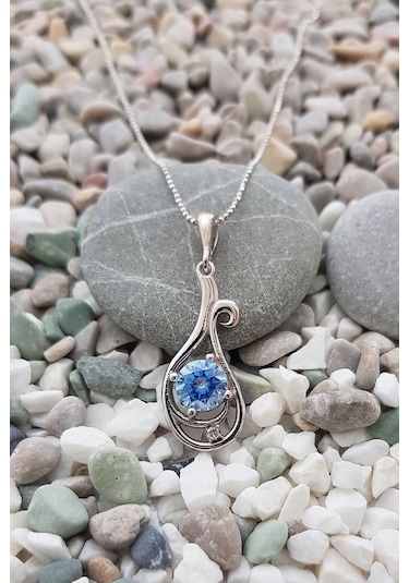 Chavin Topaz ve Zirkon Taşlı Lale Figürlü Gümüş Kolye Eu90
