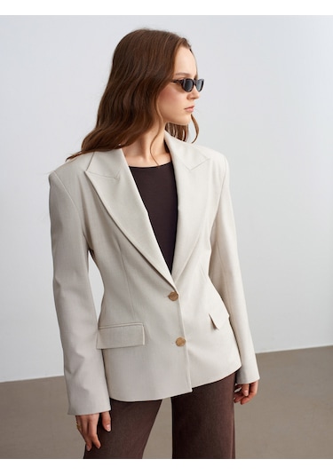 Dilvin 60787 Altın Düğmeli Blazer-taş Taş