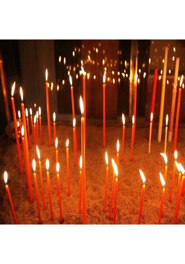 Vıp 35 Cm 8 Pcs Church Red Candles Kırmızı Arınma Mumu 8 Adet Kırmızı İnce Mum Kırmızı Kilise Mumu Renkli