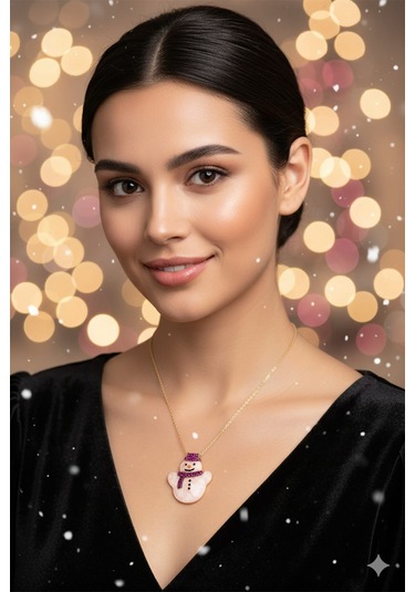 925 Ayar Papatya Silver Tombik Kardan Adam Kolye.rose.gold.rodaj Gümüş