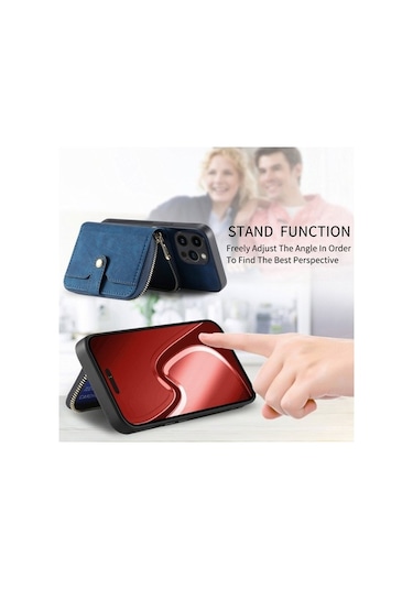 Bloomnest İphone Uyumlu 15 Pro Max İçin Dayanıklı Fermuarlı Cüzdan Kılıfı, Çapraz Askılı, Manyetik Kart Tutucu Diğer