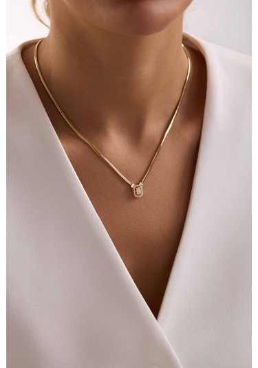 Altın Balık Sırtı Parçalı Baget Set Kolye, Bileklik T13990