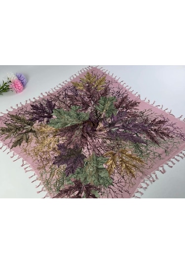 Beyce Cotton Sökme Boncuklu Desenli Tülbent 06439 Pembe