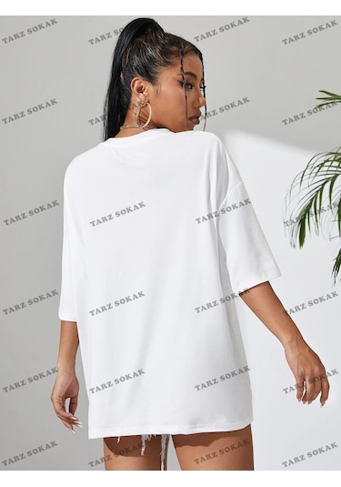 Adrift Brooklyn Baskılı Oversize Kalıp Unisex T-shirt Beyaz