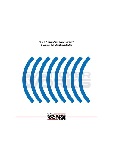 Motosiklet Jant Şeridi Jant Sticker Yarım Kaplama Daire 17-18 İnch Jant Motor Uyumlu Mavi