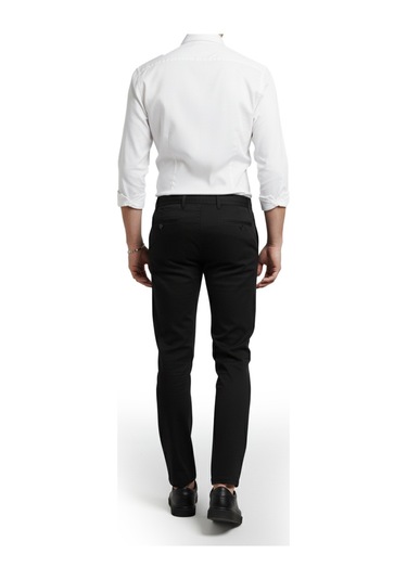 Deepsea Erkek Siyah Likralı Gofre Kumaş Beli Lastikli İpli Slim Fit Günlük Pantolon 2600650 Siyah