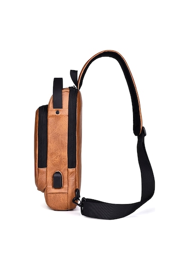 Sones Weıxıer X318 Tek Omuzlu Çapraz Askılı Erkek Su Geçirmez Hırsızlığa Karşı Küçük Sırt Çantası Açık Kahverengi