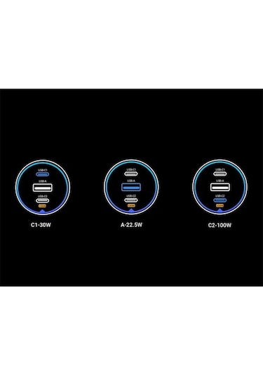 Ugreen 130w 3 Portlu Araç İçi Şarj Cihazı Çakmaklı