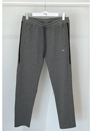 Erkek Paçası Düz Beli Lastikli 3 Cepli Eşofman Altı 3707 Antrasit Antrasit