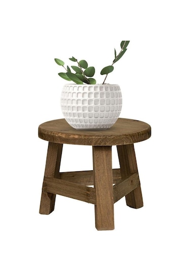 Mini Ahşap Tabure Ekran Standı Yuvarlak Çiçek Raf Bonsai Rafı Çok Fonksiyonlu Bahçe Saksı Yükseltici Tutucu Ev Dekorasyon İçin