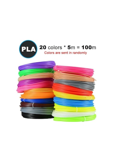 Pla Plastik 3d Kalem 3d Yazıcı Filament Baskı Malzemeleri Aksesuarları 3D Boyama Araçları 5M x 20 Renk 100 M