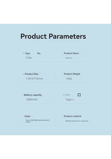 Symbee F19 Leyla Mavi Boyunbağı Usb Fan - Sessiz, 3 Vites, 1800mah Pil, 5 Saat Kullanim Süresi, Taşınabilir Turbin Tipi Mini Fan