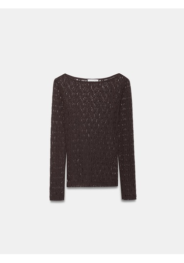 Dilvin 32764 Kayık Yaka Dantel Top-koyu Kahve