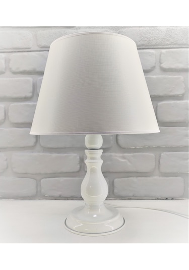 365gunserisonu Beyaz Rustik Modern Toplu Abajur Masa Lambası Beyaz