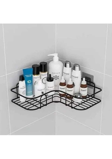 Tongxida Şampuan Köşe Depolama Rafları Banyo Duvara Monte Siyah Tutucu Siyah
