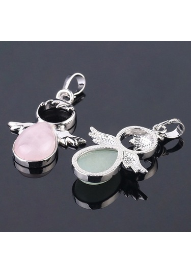 Kadın Melek Kanatları Kolye Doğal Kristal Taş Kolye Turkuaz Çok Renkli