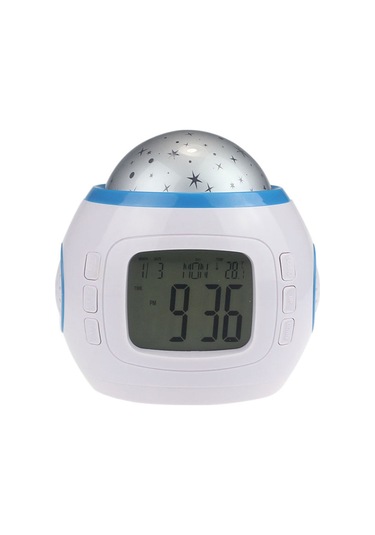 Youtek Renkli Yıldızlı Projeksiyon Alarm Saati - Tarih, Hafta, Sıcaklık Göstergeli, 10 Müzik Seçeneği, Yeniden Uyandırma Ve Geri Sayım Fonksiyonu Pil Dahil Değil Beyaz