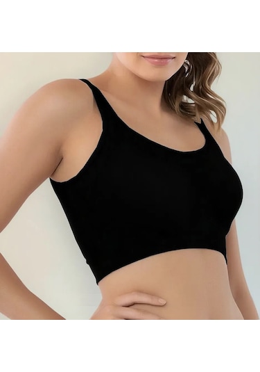 Ht Sağlık Dalgıç Fitilli Kaşkorse Pedli Büstiyer Crop Siyah