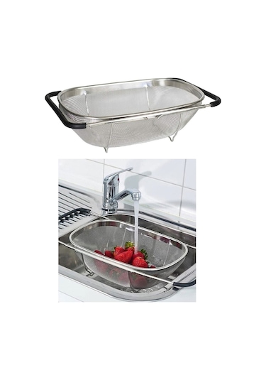 Ayarlanabilir Paslanmaz Çelik Mutfak Lavabo Süzgeci 34 Cm X 24 X 11 Cm