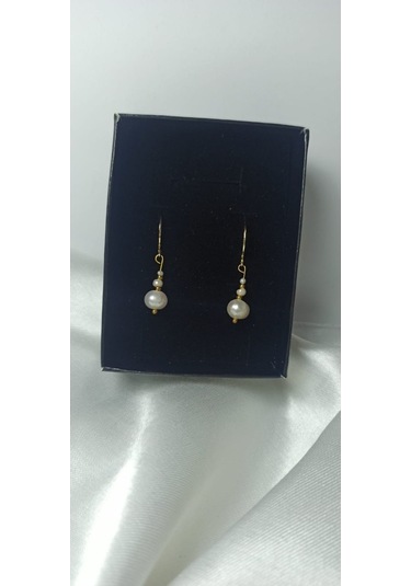 24k Altın Kaplama Gerçek Kum İnci Aranjman Dorikalı Tasarım Küpe