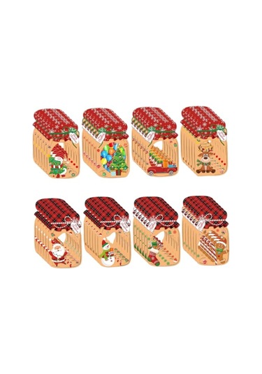 Geeksen 48 Adet Noel Temalı Şeker Sarma Kartı Seti - 8 Farklı Desenli Noel Baba, Geyik, Kar Tanrısı - Transparent Poşet Ve Çift Taraflı Bantlı - Noel Partileri, Hediyeler İçin