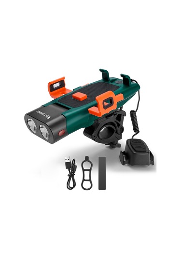 Hombey West Bıkıng Bisiklet Telefon Tutucu Işığı: 5'li Multifonksiyon, 4 Işık Modu, Şarj Cihazı, 50 Açı Ayarlı,松石绿 Yeşil