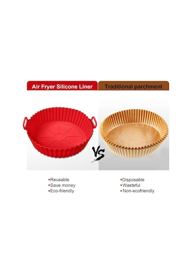 Gri 22/24 Cm Yuvarlak Silikon Hava Fritöz Pişirme Sepeti Astarı Airfryers  20 Cm