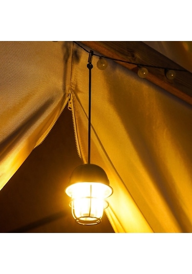 Dancemonkey Vintage Şarj Edilebilir Kamp Feneri - Su Geçirmez, 3 Renk, 40 Saat Çalışma Süresi Siyah Siyah