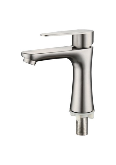 Xurunkeji Havza Lavabo Banyo Musluğu Tezgah Üstü Tek Soğuk Su Havza Musluğu Tuvalet Musluğu Paslanmaz Çelik Küçük Bel GÜMÜŞ