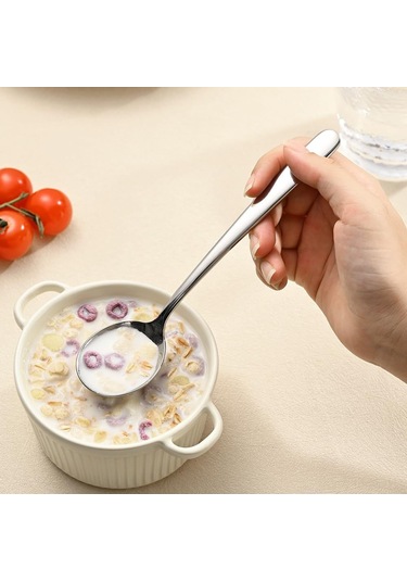 Youmex 18/8 Çelik Kaliteli 4 Lü Köpük Çorba Kaşığı Seti - Yansıtıcı Parlak, Tuzsuz, El Ve Dudak İçin Güvenli Gümüş