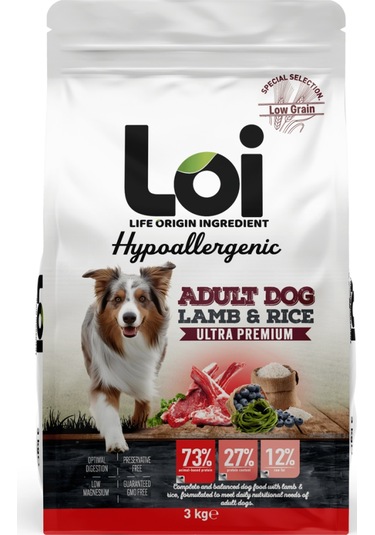 Loi Yetişkin Kuzu Etli Ve Pirinçli Köpek Maması 3 Kg