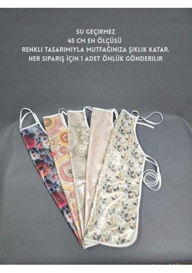 Su Geçirmez Kumaş Dokulu Pvc Önlük Çeşitleri - 1 Adet 45 Cm Önlük Renkli, Biyeli Mutfak Önlüğü Başak Ev Tekstili