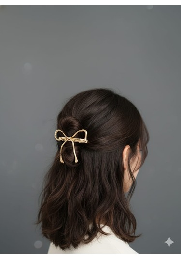 Kurdele Şeklinde Metal Toka, Metal Klipsli Fiyonk Toka Altın