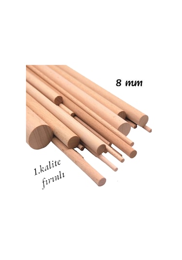 Ahşap Kavale Çıta Çubuk Kayın Kavela 1.Kalite 8 MM Yivsiz 100 CM 50 adet